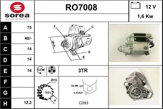 Sera RO7008 - Motorino d'avviamento autozon.pro