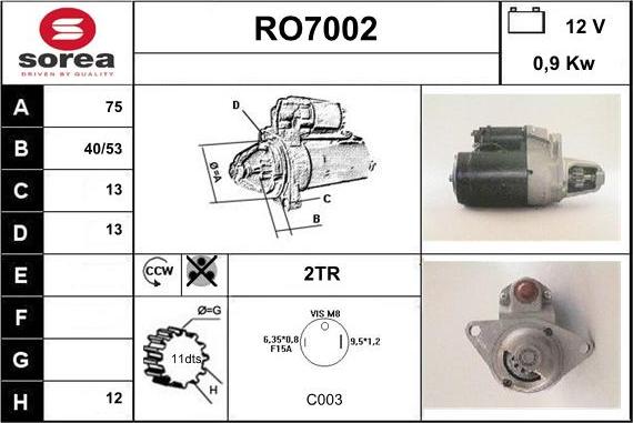 Sera RO7002 - Motorino d'avviamento autozon.pro