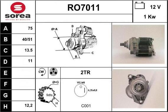 Sera RO7011 - Motorino d'avviamento autozon.pro