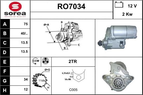 Sera RO7034 - Motorino d'avviamento autozon.pro