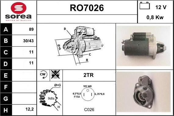 Sera RO7026 - Motorino d'avviamento autozon.pro