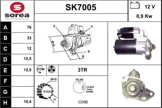 Sera SK7005 - Motorino d'avviamento autozon.pro