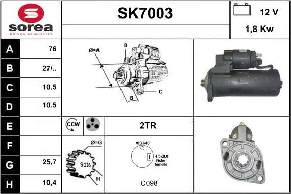 Sera SK7003 - Motorino d'avviamento autozon.pro