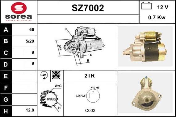 Sera SZ7002 - Motorino d'avviamento autozon.pro