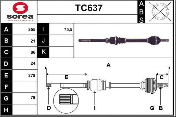 Sera TC637 - Albero motore / Semiasse autozon.pro