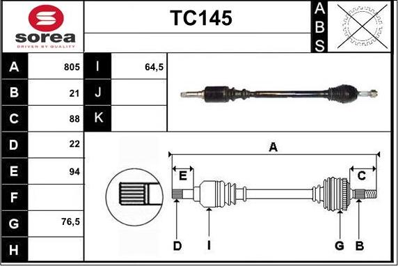 Sera TC145 - Albero motore / Semiasse autozon.pro