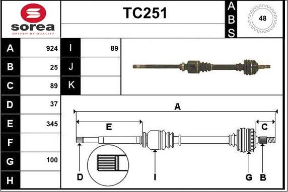 Sera TC251 - Albero motore / Semiasse autozon.pro