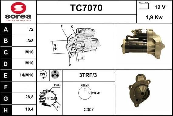 Sera TC7070 - Motorino d'avviamento autozon.pro