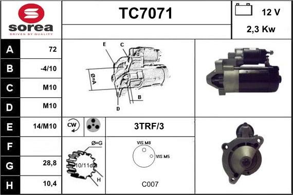 Sera TC7071 - Motorino d'avviamento autozon.pro