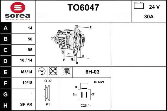 Sera TO6047 - Alternatore autozon.pro