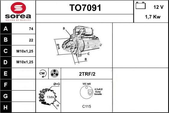 Sera TO7091 - Motorino d'avviamento autozon.pro