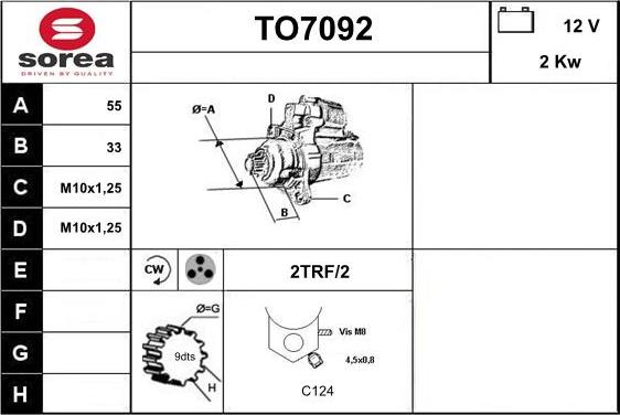 Sera TO7092 - Motorino d'avviamento autozon.pro