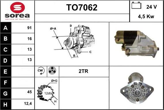 Sera TO7062 - Motorino d'avviamento autozon.pro