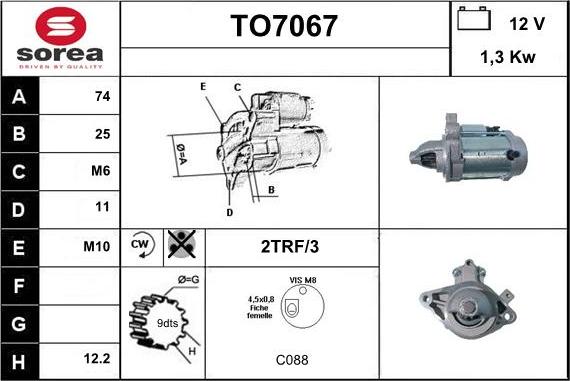 Sera TO7067 - Motorino d'avviamento autozon.pro