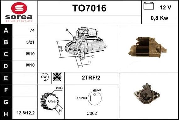 Sera TO7016 - Motorino d'avviamento autozon.pro