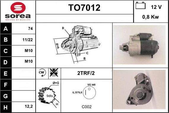 Sera TO7012 - Motorino d'avviamento autozon.pro