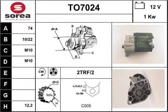 Sera TO7024 - Motorino d'avviamento autozon.pro