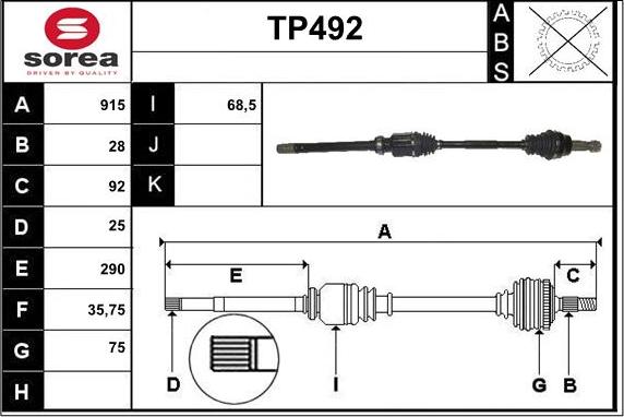 Sera TP492 - Albero motore / Semiasse autozon.pro