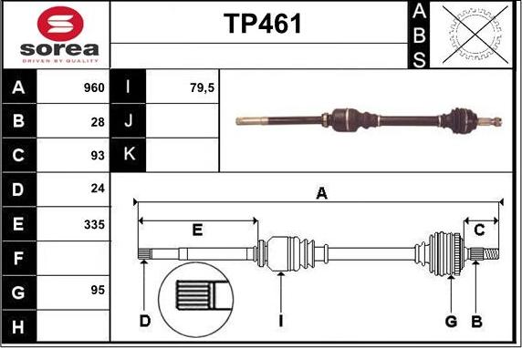 Sera TP461 - Albero motore / Semiasse autozon.pro