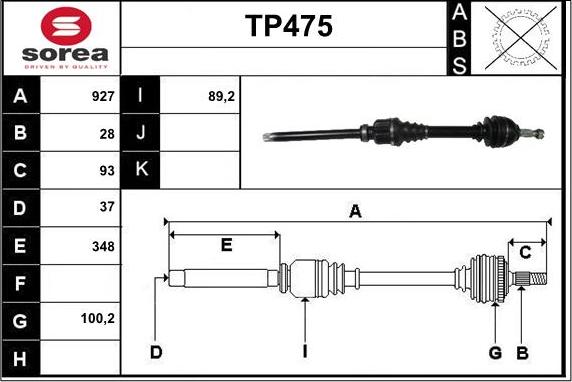 Sera TP475 - Albero motore / Semiasse autozon.pro