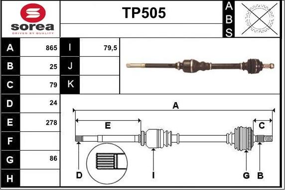 Sera TP505 - Albero motore / Semiasse autozon.pro