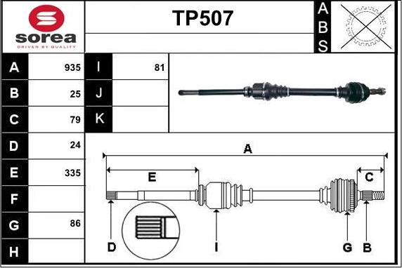 Sera TP507 - Albero motore / Semiasse autozon.pro