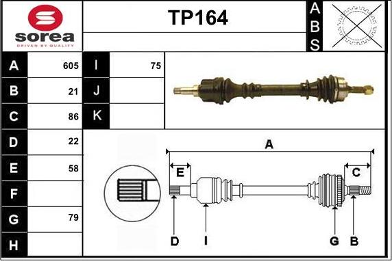 Sera TP164 - Albero motore / Semiasse autozon.pro