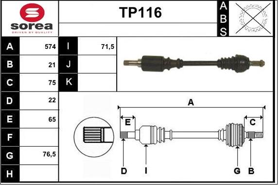 Sera TP116 - Albero motore / Semiasse autozon.pro