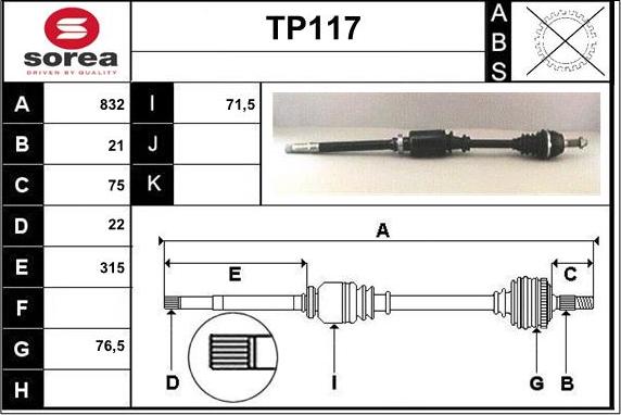 Sera TP117 - Albero motore / Semiasse autozon.pro