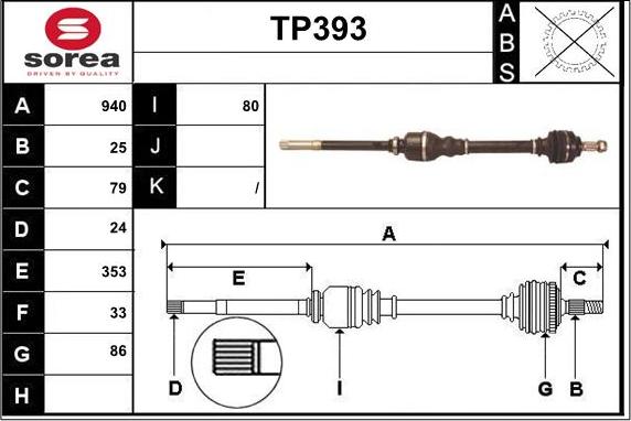 Sera TP393 - Albero motore / Semiasse autozon.pro