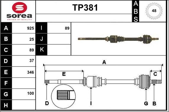 Sera TP381 - Albero motore / Semiasse autozon.pro