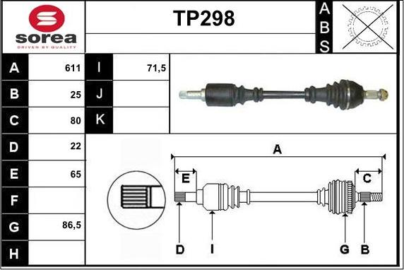 Sera TP298 - Albero motore / Semiasse autozon.pro