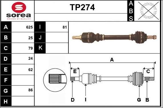 Sera TP274 - Albero motore / Semiasse autozon.pro