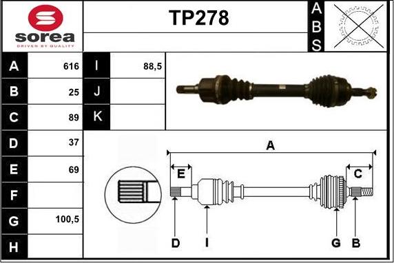 Sera TP278 - Albero motore / Semiasse autozon.pro