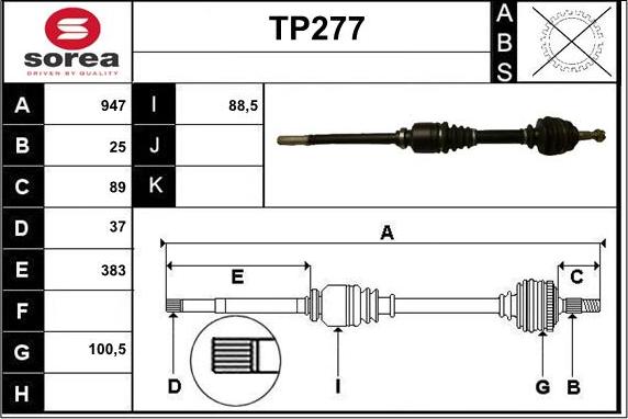 Sera TP277 - Albero motore / Semiasse autozon.pro