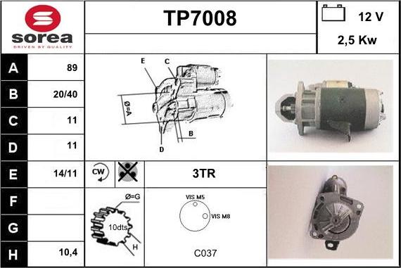 Sera TP7008 - Motorino d'avviamento autozon.pro