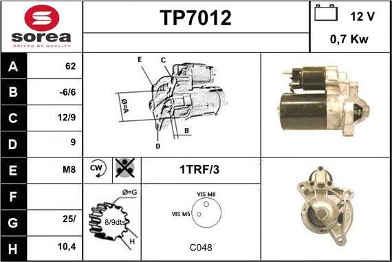 Sera TP7012 - Motorino d'avviamento autozon.pro