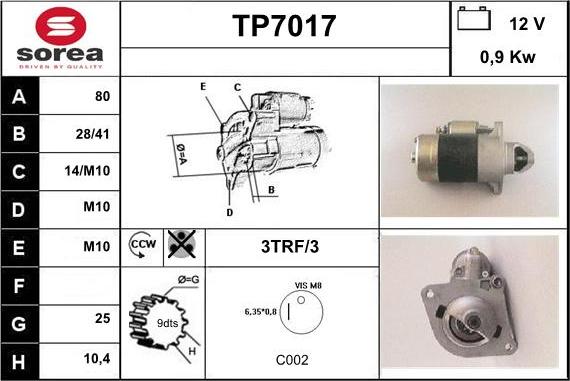 Sera TP7017 - Motorino d'avviamento autozon.pro