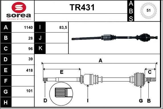 Sera TR431 - Albero motore / Semiasse autozon.pro