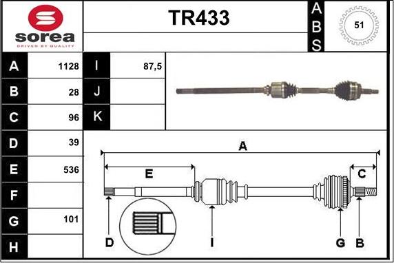 Sera TR433 - Albero motore / Semiasse autozon.pro