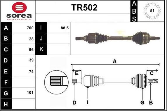 Sera TR502 - Albero motore / Semiasse autozon.pro