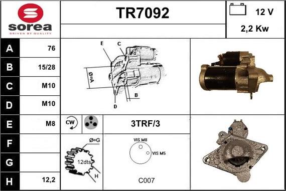 Sera TR7092 - Motorino d'avviamento autozon.pro