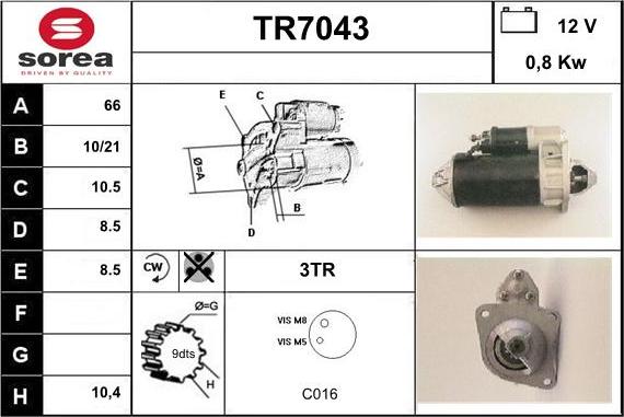 Sera TR7043 - Motorino d'avviamento autozon.pro