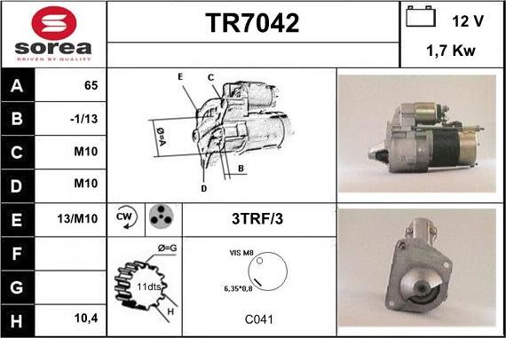 Sera TR7042 - Motorino d'avviamento autozon.pro