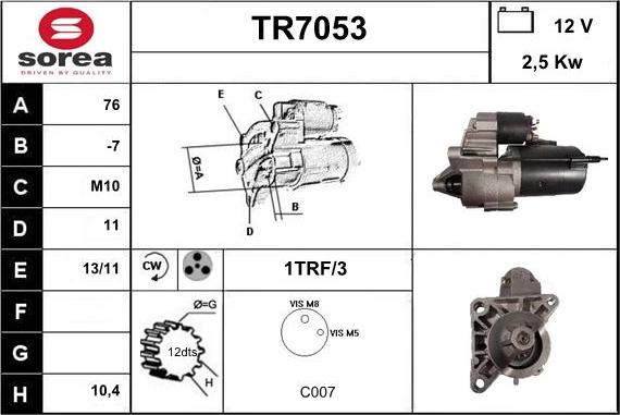 Sera TR7053 - Motorino d'avviamento autozon.pro