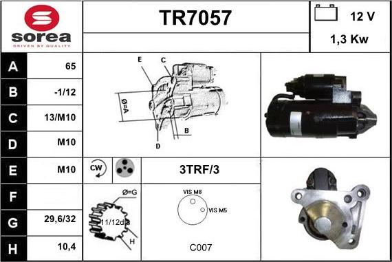 Sera TR7057 - Motorino d'avviamento autozon.pro