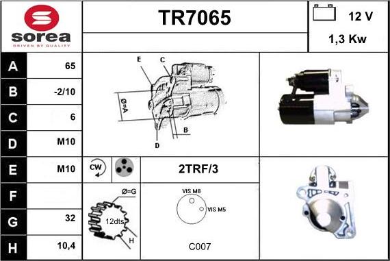 Sera TR7065 - Motorino d'avviamento autozon.pro