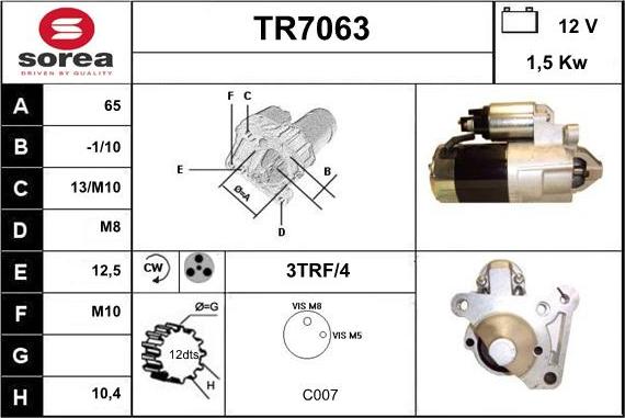 Sera TR7063 - Motorino d'avviamento autozon.pro