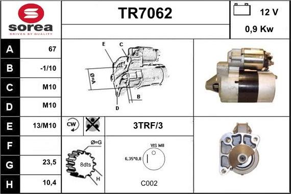 Sera TR7062 - Motorino d'avviamento autozon.pro