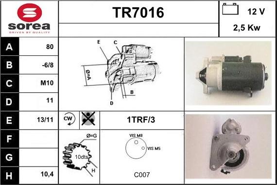 Sera TR7016 - Motorino d'avviamento autozon.pro